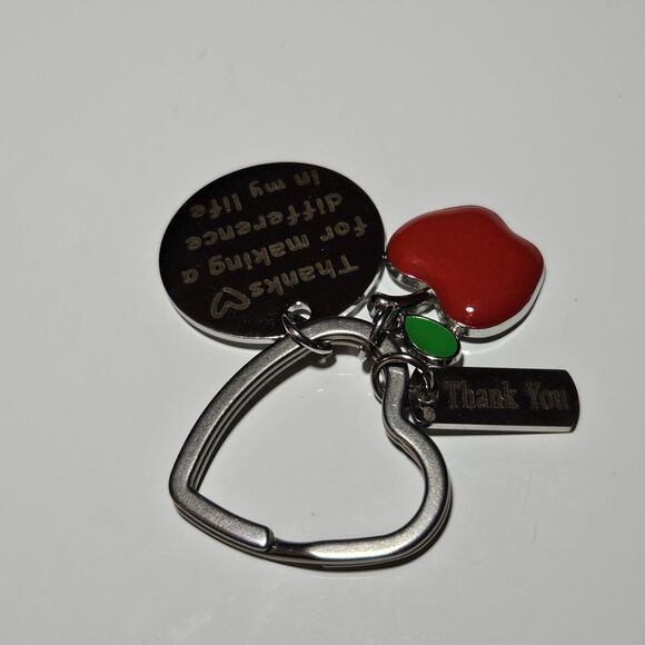 *Sale* Thanks For Making A Difference In My Life Red Apple Keychain Teacher Gift - Picture 7 of 9